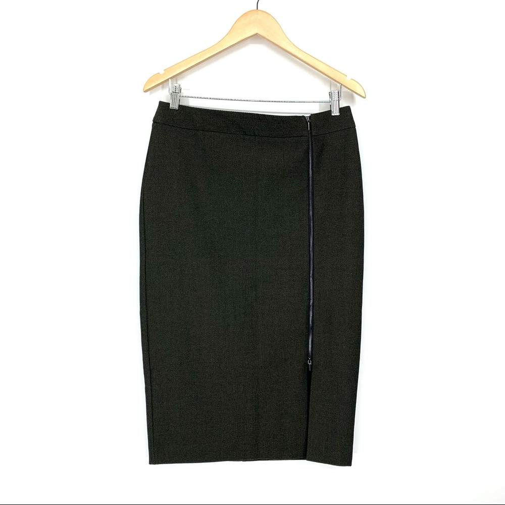Ann Taylor Dark Academia Moto Career Midi Slit Pencil Skirt Size 8